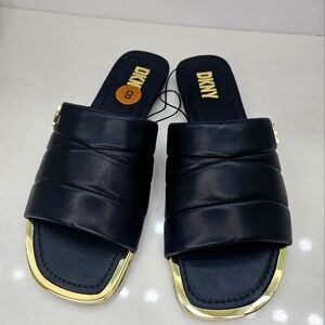 DKNY black and gold sandals
